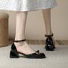 Elegant Bowtie Mary Janes Woman Chunky High Heels Lolita Shoes Ladies Ankle Strap Cut-Out Sandals Designer Pumps Femmes