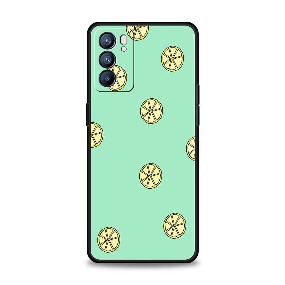 Mediterranean Lemon Soft Phone Case For Oppo Find X5 A54 A53 A52 A9 2020 A15 A95 A16 A76 A74 A12 Reno7 SE Reno6 Pro 5G TPU Cover