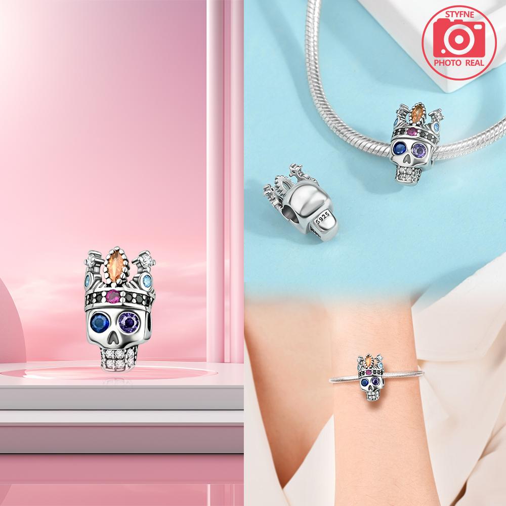 Copper Charms Flower Skull Pendant For Dangle Pendant Bead Jewelry Beads  New Gifts For Women