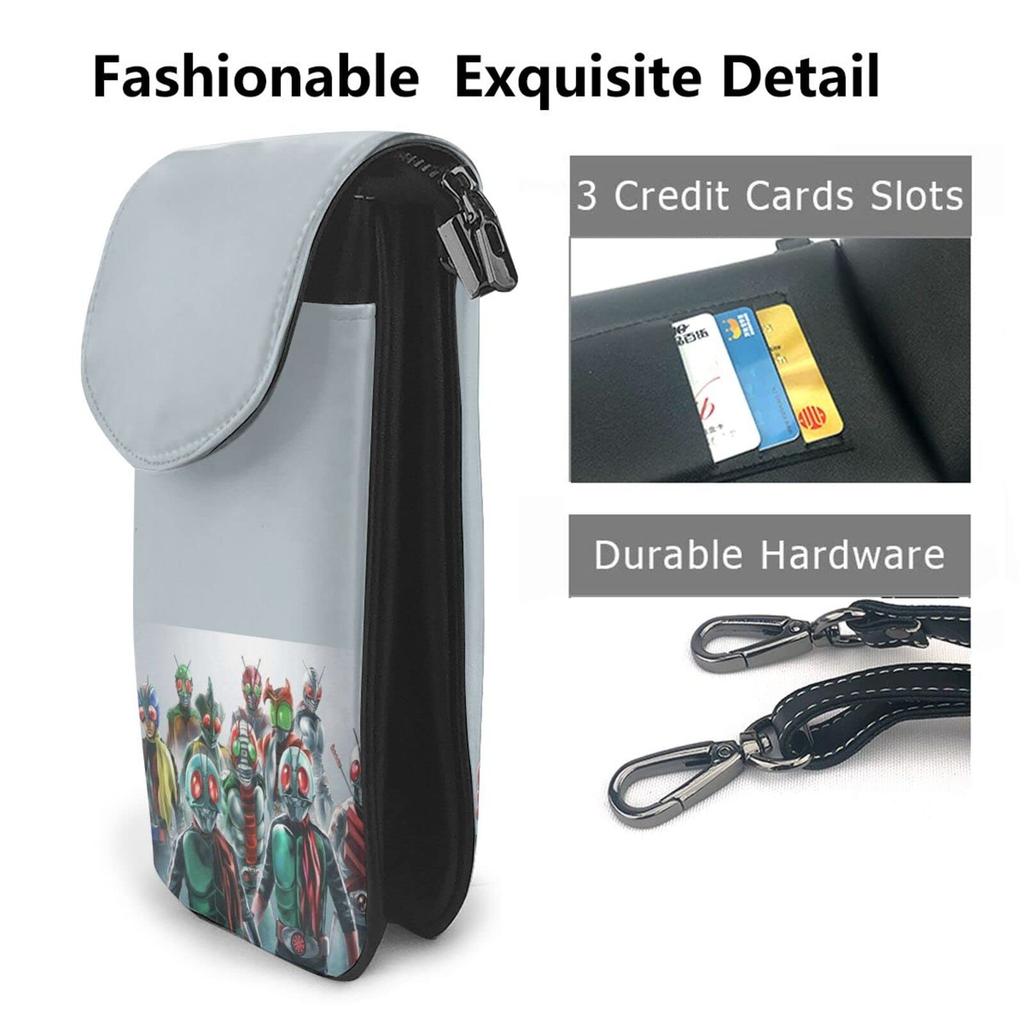 Kamen Rider Genuine Leather Smartphone Pouch Shoulder and Mini Popular Crossbody Bag [JMI] Bag, Thin, Women's Men's Pouch, Wallet,