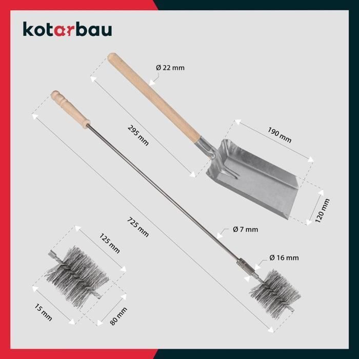 Ustensiles De Cheminée - KOTARBAU - Lot De 5 - Métal Et Bois - Noir - Outils De Nettoyage