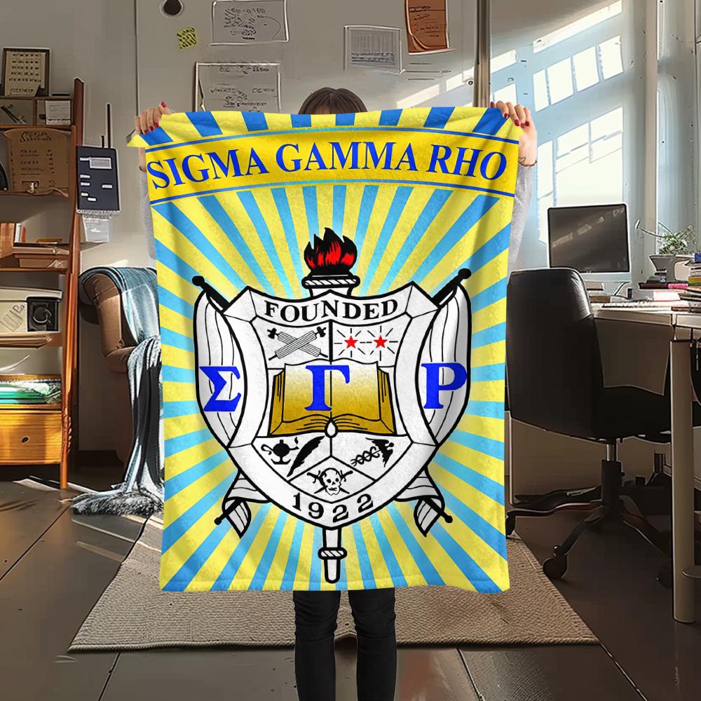 1Pc Sigma Gamma Rho Print Flannel Blanket, High quality Comfortable for All Seasons, Home Decor, Warmth and Comfort, Perfect for Gifts