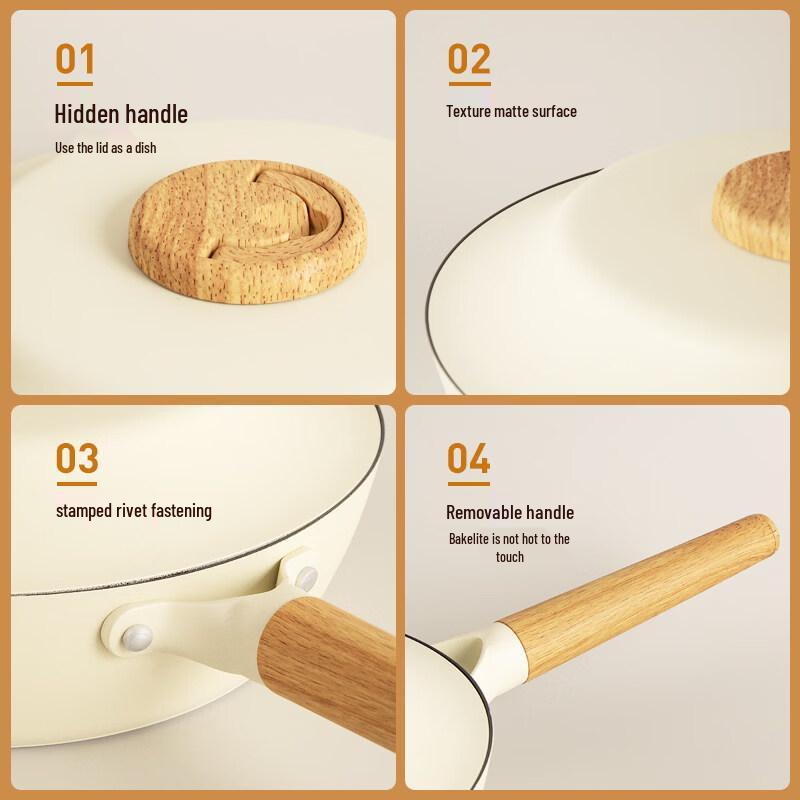 Sanhe 28cm Non-stick Frying Pan with Detachable Handle