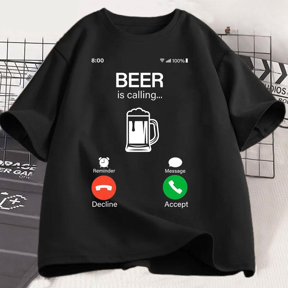 La cerveza está llaUnisexdo y devo ir al teléfono camiseta divertida Meme camiseta de moda para hombres y mujeres camisetas infor