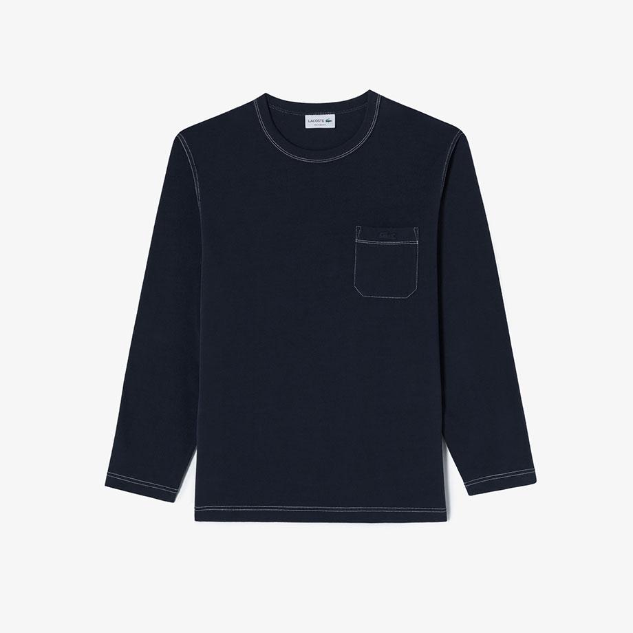 Lacoste Men's Stitch Crew Neck Pocket Long Sleeve Brushed T-shirt TH367E-55NHDE