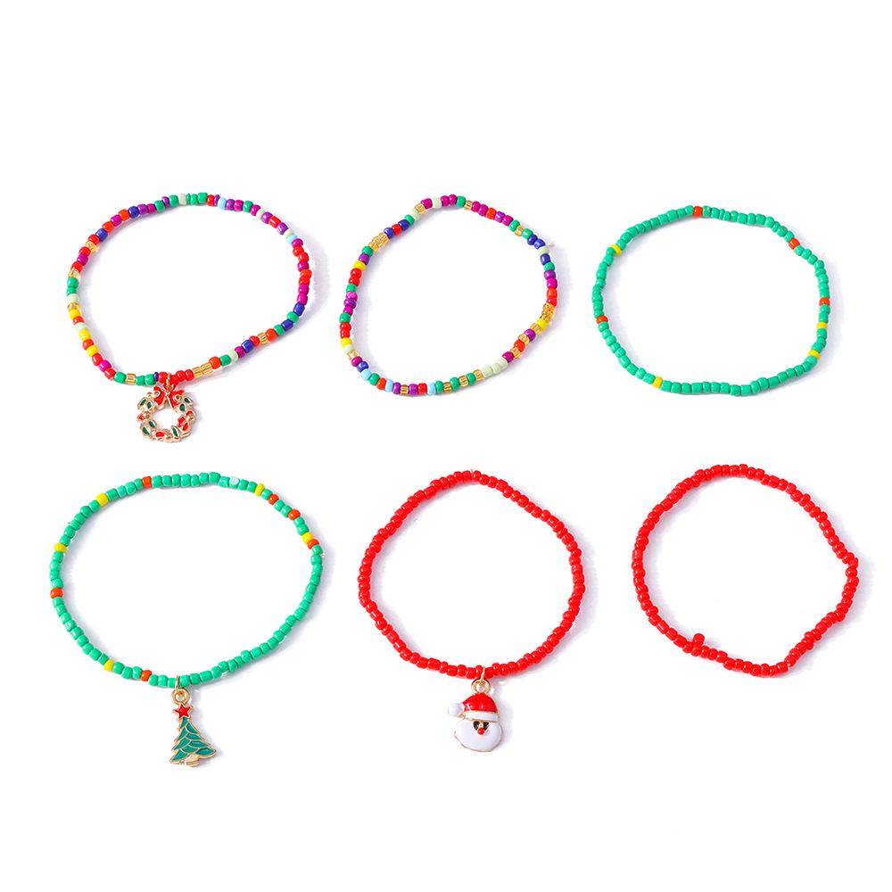 European & American Cross-border Christmas Miyuki Beaded Bracelet Set - Christmas Tree & Santa Claus Theme