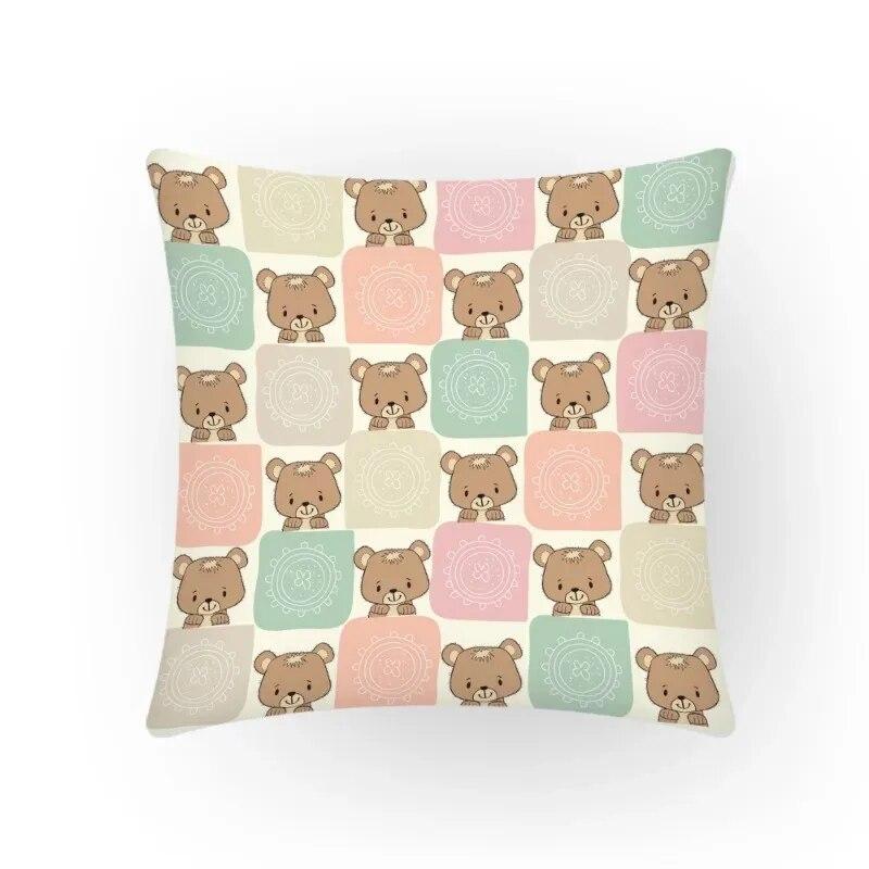 Gift Cartoon Household Products Cute Bear Animal Decoration Bedroom Gamer Pillow Cover Square