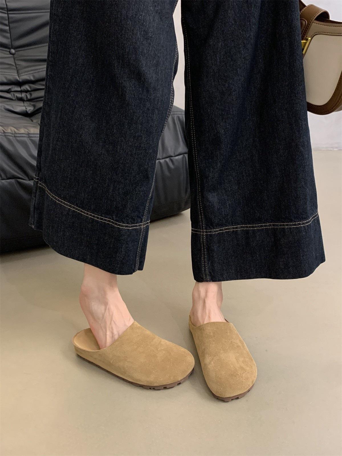 

Полушлепанцы с толстой подошвой и сумкой на голове женские осенние новые ретро ленивые мягкие на плоской подошве уродливые милые 40