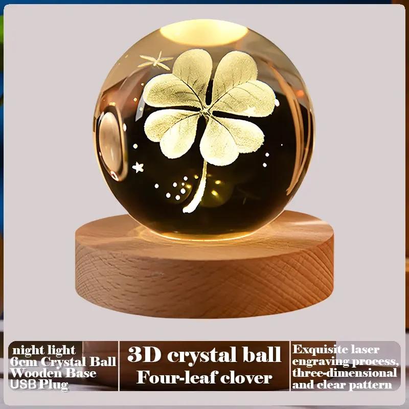 Dárek na Valentýna 2025 3D Růže Křišťálová koule Laserové gravírování Domácí ozdoba Řemesla Stolní dekorace Narozeninový Dárek ke Dni matek