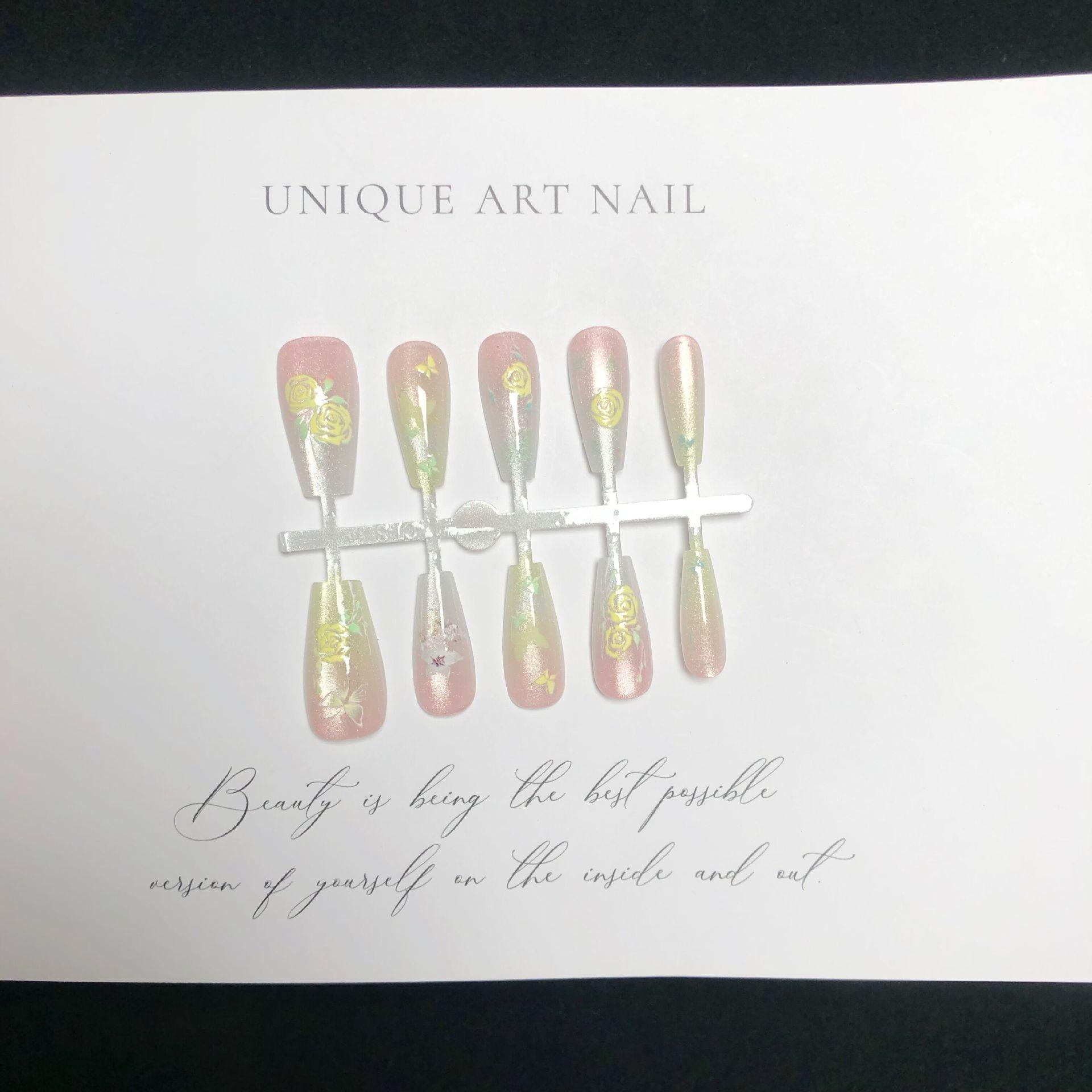 

Yellow Rose Butterfly Medium Ladder Wearable Nail Tips - Sweet Style Art, 30-Piece Set