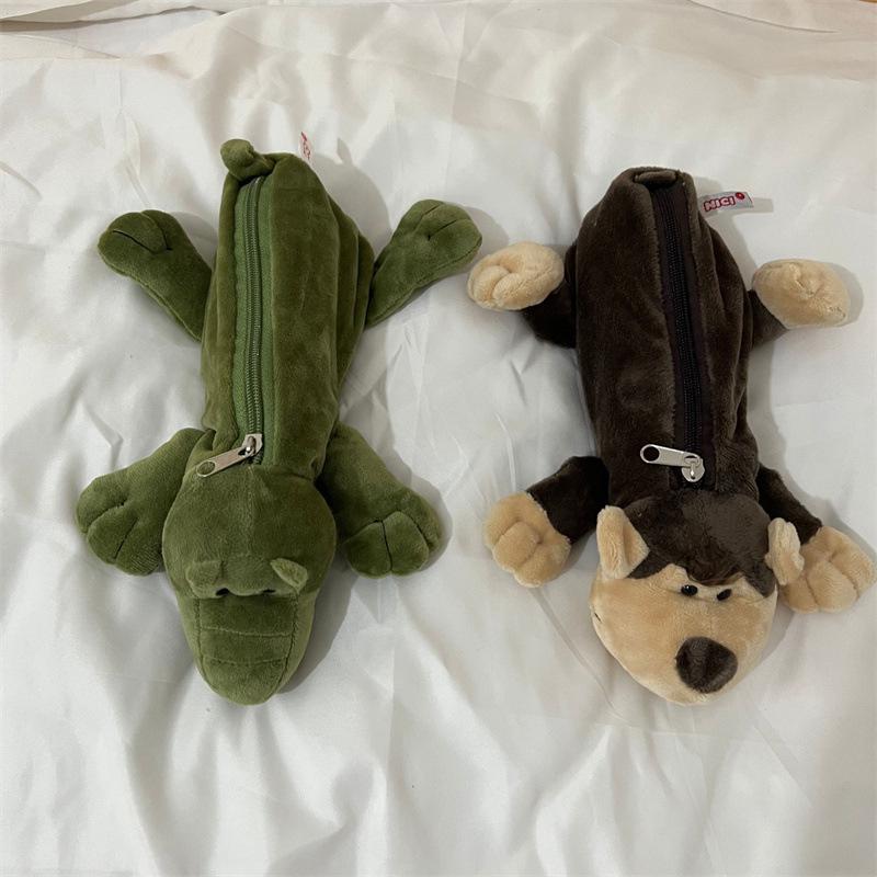 Creative Small Crocodile Turtle Plush Pen Bag Cartoon Animal Shape Funny Stationery Bag Pencil Case School Supplies