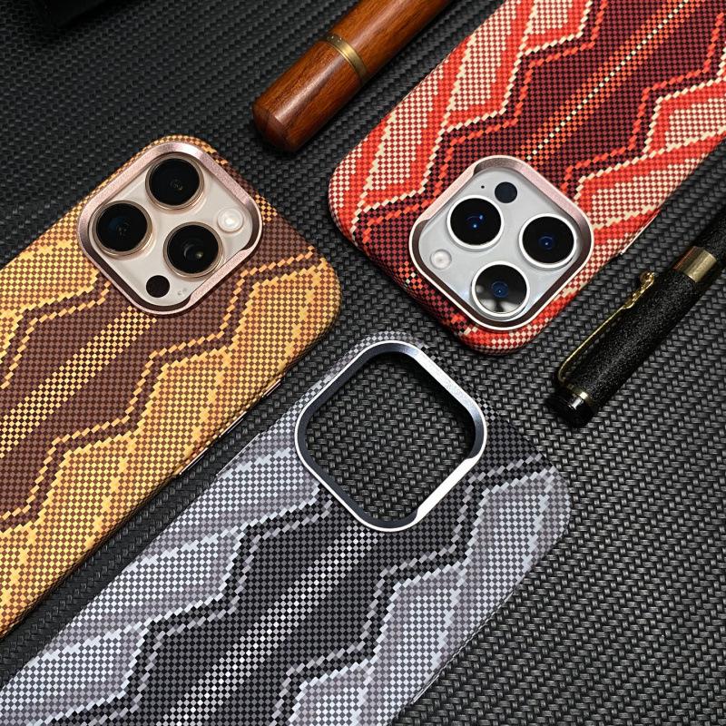 iPhone 17 Pro Max Red Snake Kevlar Magnetic Case, Compatible with Apple 16, Skin-Feel PC Protection
