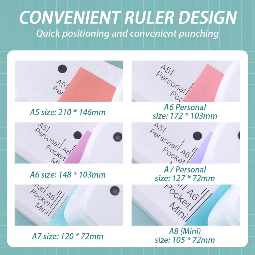 4mm Loseblattlocher Standard 3/6-Loch Verstellbarer Papierlocher 8 Blatt Kapazität Notizbücher Scrapbooking Schulbürobedarf