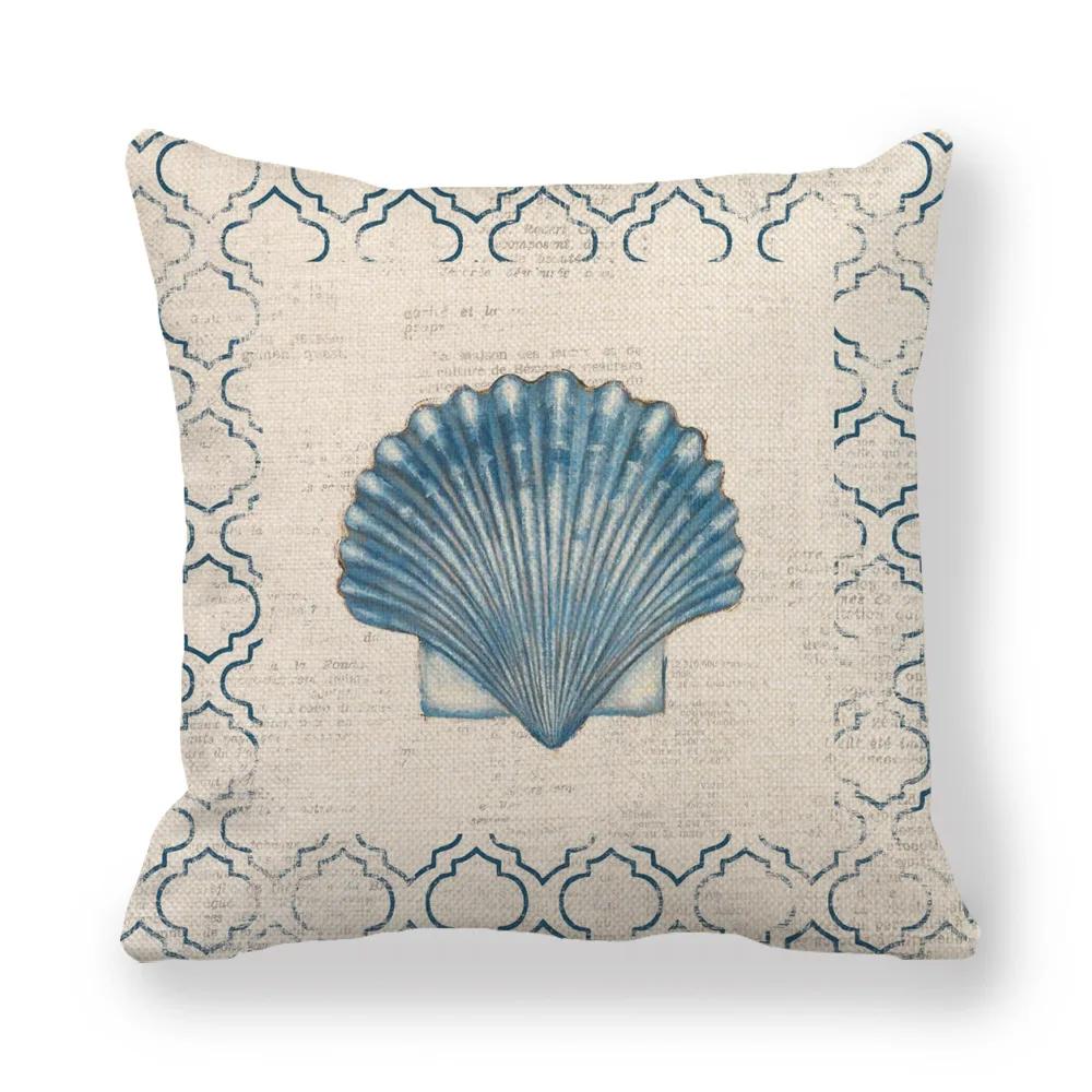 

Shellfish Pillow Covers Beach Starfish Seashell Ocean Throw Pillow Case Bedroom Home Decor Cotton Linen Cushion Cover 18x18 Inch 40x40cm16x16Inch