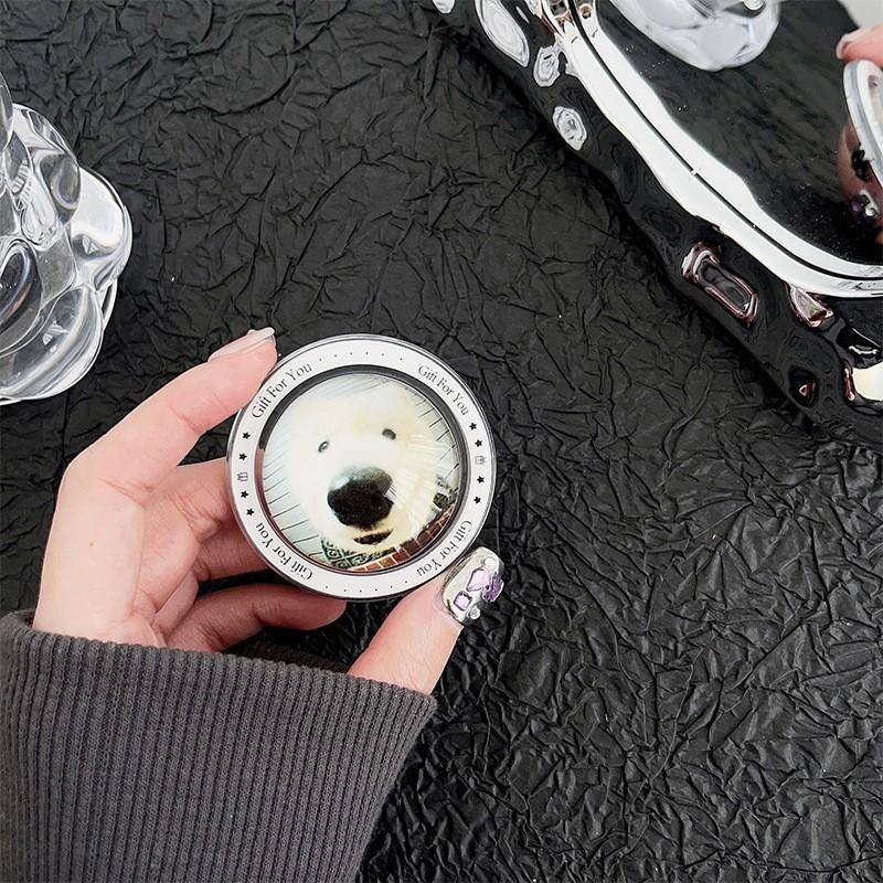 Cute Animal Glass Circular Magnetic Suction Phone Airbag Holder Back Sticker Extendable Desktop Lazy Ins Style