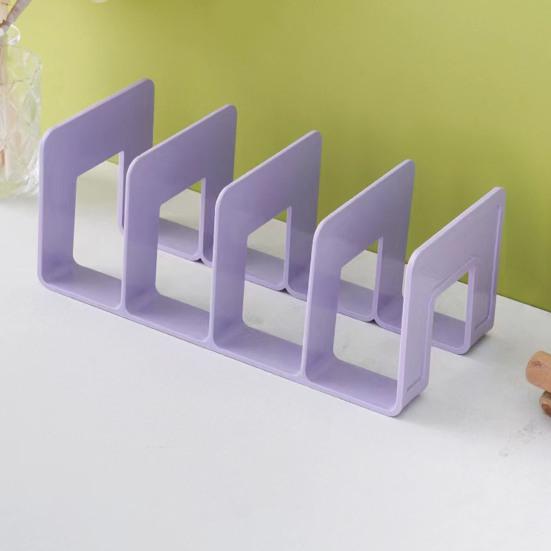 Organisateur de Bureau Boodend Support de Livres avec 4 Compartiments Verticaux Plastique
