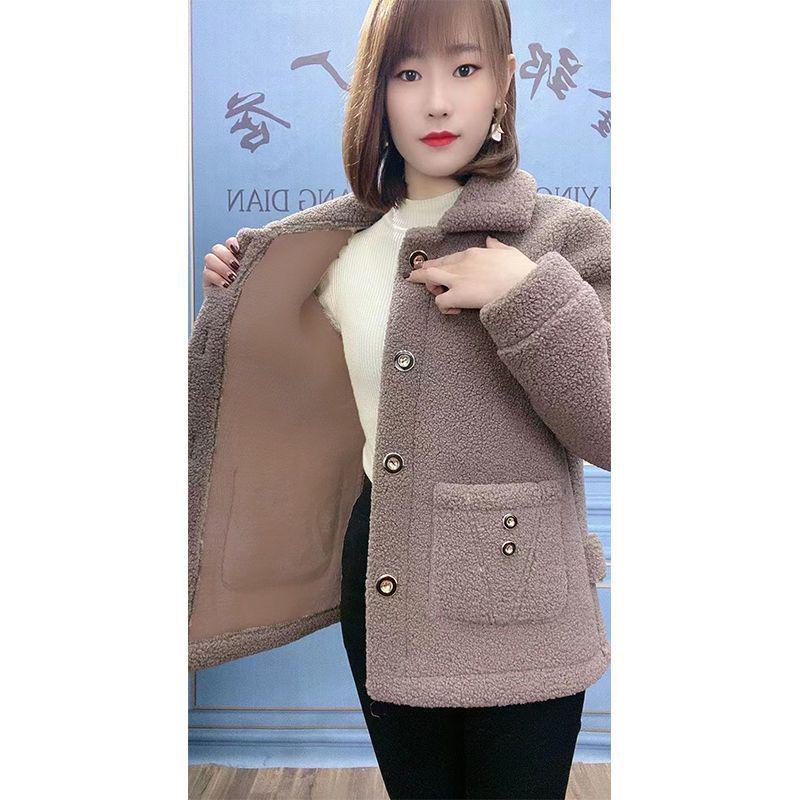 Women's Mid-Length Lambswool Faux Fur Coat – Thickened Velvet Warmth