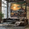 Vintage Klassiker Amerikanischer Muscle Car Wandteppich Nostalgische Landschaft Schlafzimmer Dekor
