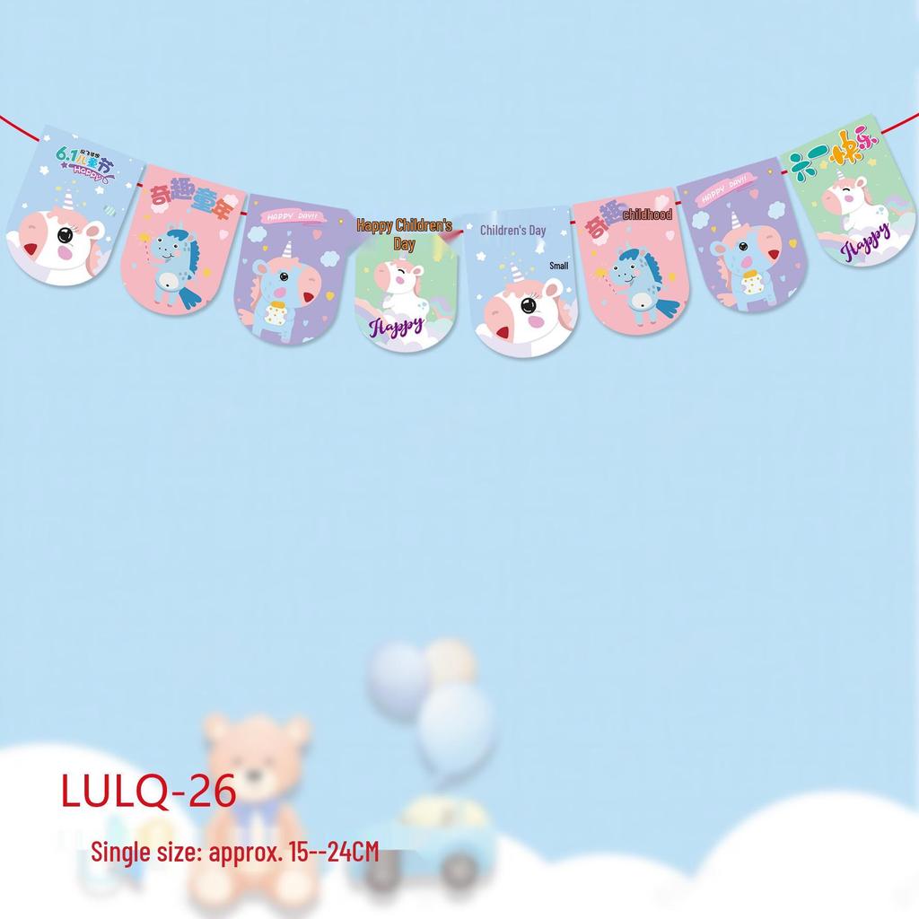 Children's Day Classroom Decorations: Cartoon Flag Banners for Kindergarten Activities