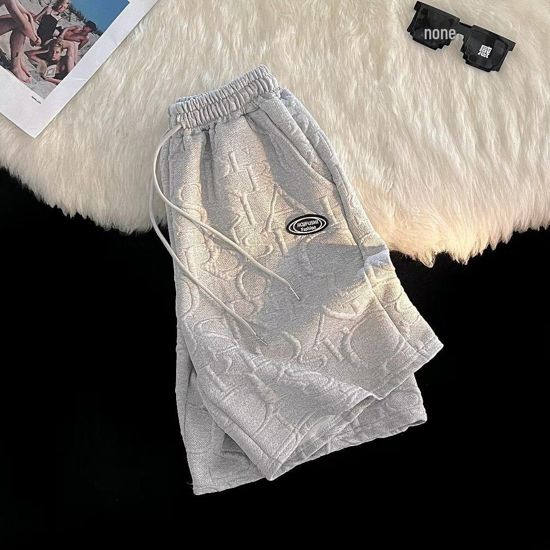 

Мужской летний костюм в корейском стиле: Модный повседневный комплект из однотонной вафельной футболки и шорт XXXL