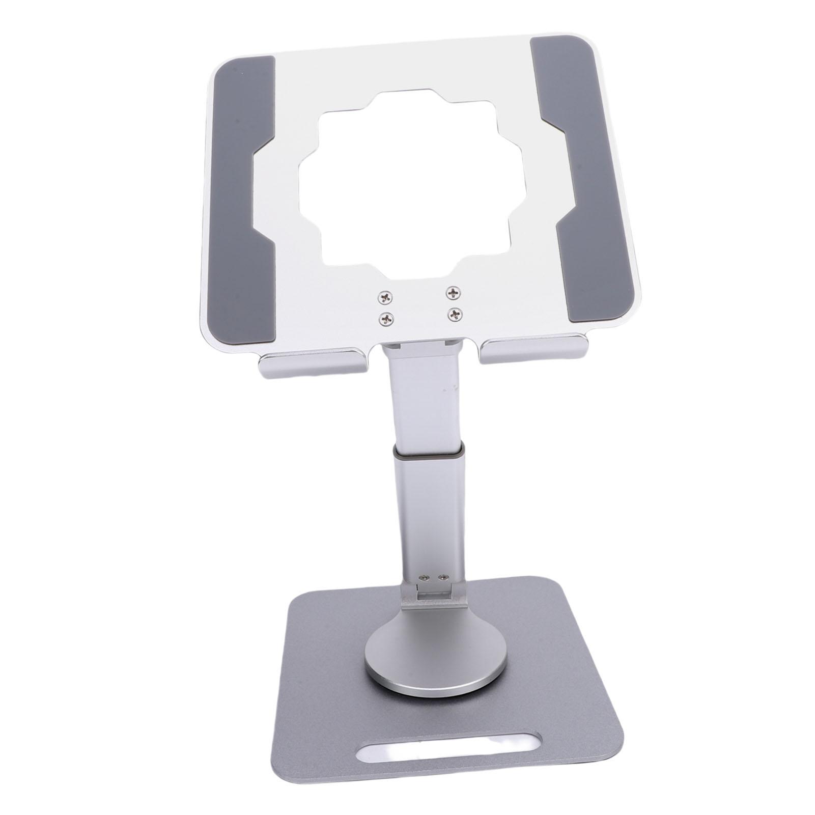 

Подставка для планшета из алюминиевого сплава, вращающаяся, складная, регулируемая, настольный держатель для телефона/планшета, полая конструкция для отвода тепла для Silver серебряный