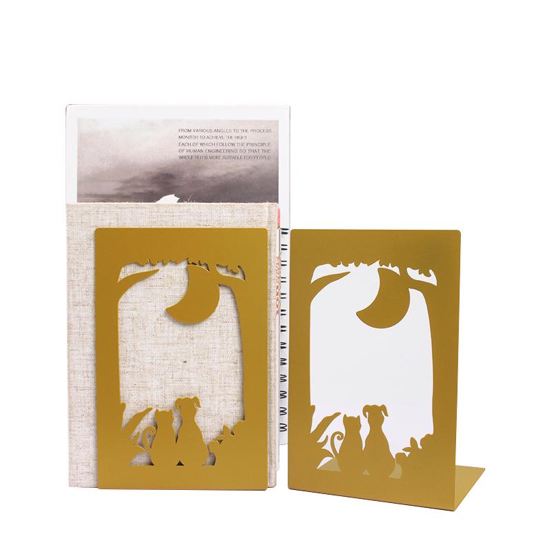 Creative Wrought Iron Metal Book Storage Rack and Personalized Hollowed-Out Bookends