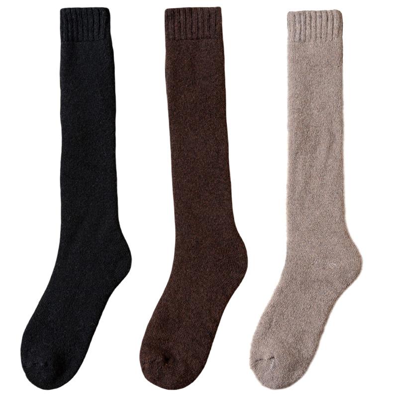 3 Pair Winter Thick Warm Knee-High Men's Wool Socks Men's Merino Calf Socks Casual Cashmere Terry Socks Fashion Stockings Men