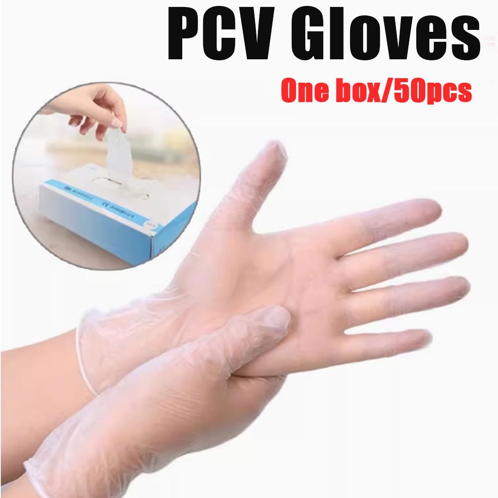 50 Pairs Of Disposable Gloves Made Of Thickened Transparent Latex Pvc Multifunctional Cleaning Gloves