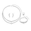 3PC Women's Fashion Zircon Geometric Necklace Earrings Rings Bracelets Zircon Set Wedding Party Festival Gifts-8573