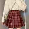 Women's High-Waist Retro Plaid A-Line Pleated Skirt for Spring, Summer, Autumn – Anti-Exposure Short Korean Style