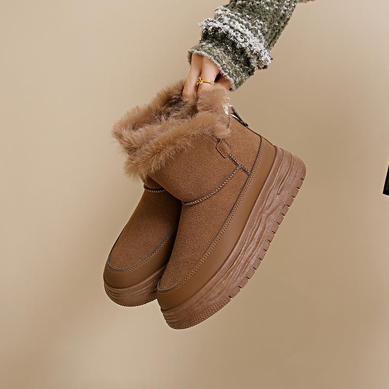 velvet high-top snow boots for women's 2025 winter new student ins Korean version of thermal casual shoes heightening cotton shoes 818