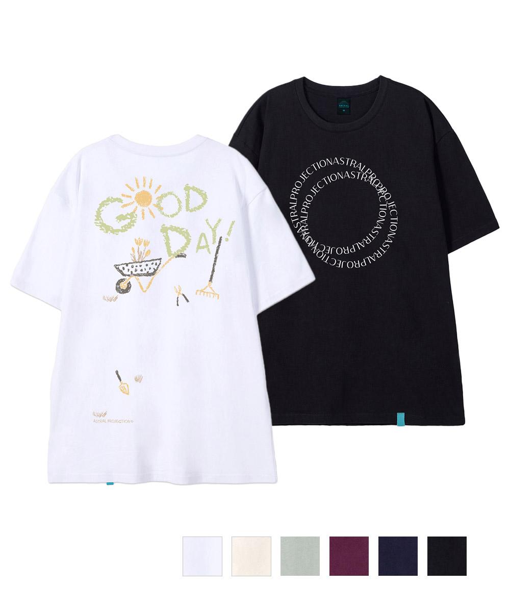 Astral Projection [2Pack] Good Day & Doubling Cotton Loose Fit Short Sleeve T-Shirt M
