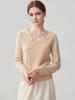 Autumn 2026 Women's V-Neck Cashmere Sweater, Versatile Loose Fit with Floral Design