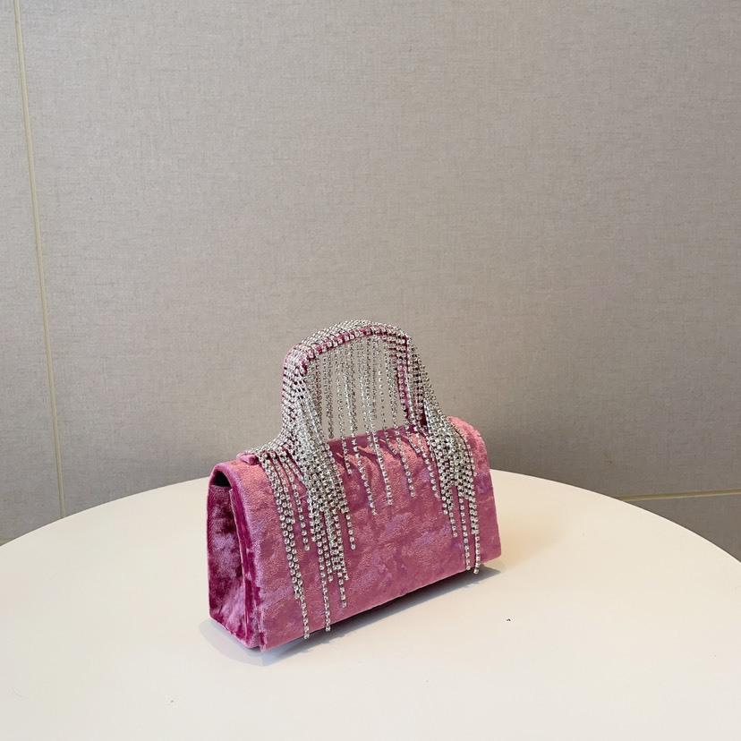 Women Velvet Evening Clutch Bag Diamond Clutch Female Banquet Crystal Tassel Handbags Wedding Purse Party Chains Crossbody Bags