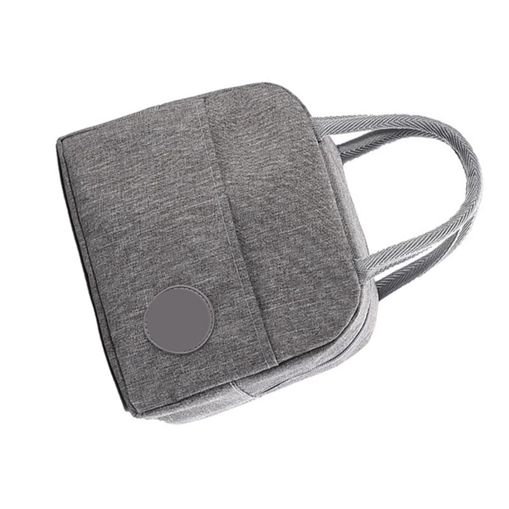 Womens Lunch Box Large Capacity Oxford Fabric Thick Cotton Core Insulated Lunch Bag for Office School Camping Gray
