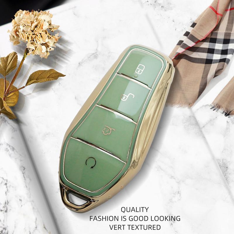 Luxurious Golden Edge Remote Key Case Full Cover For BYD DM Tang Song Dmi Max Pro QIn Pro Yuan Ev And Dolphin Car