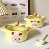 Cute Pacha Dog Ceramic Instant Noodle Bowl with Cover Instant Noodle Bowl for Student Dormitory Large Capacity Snail Powder Bowl Household