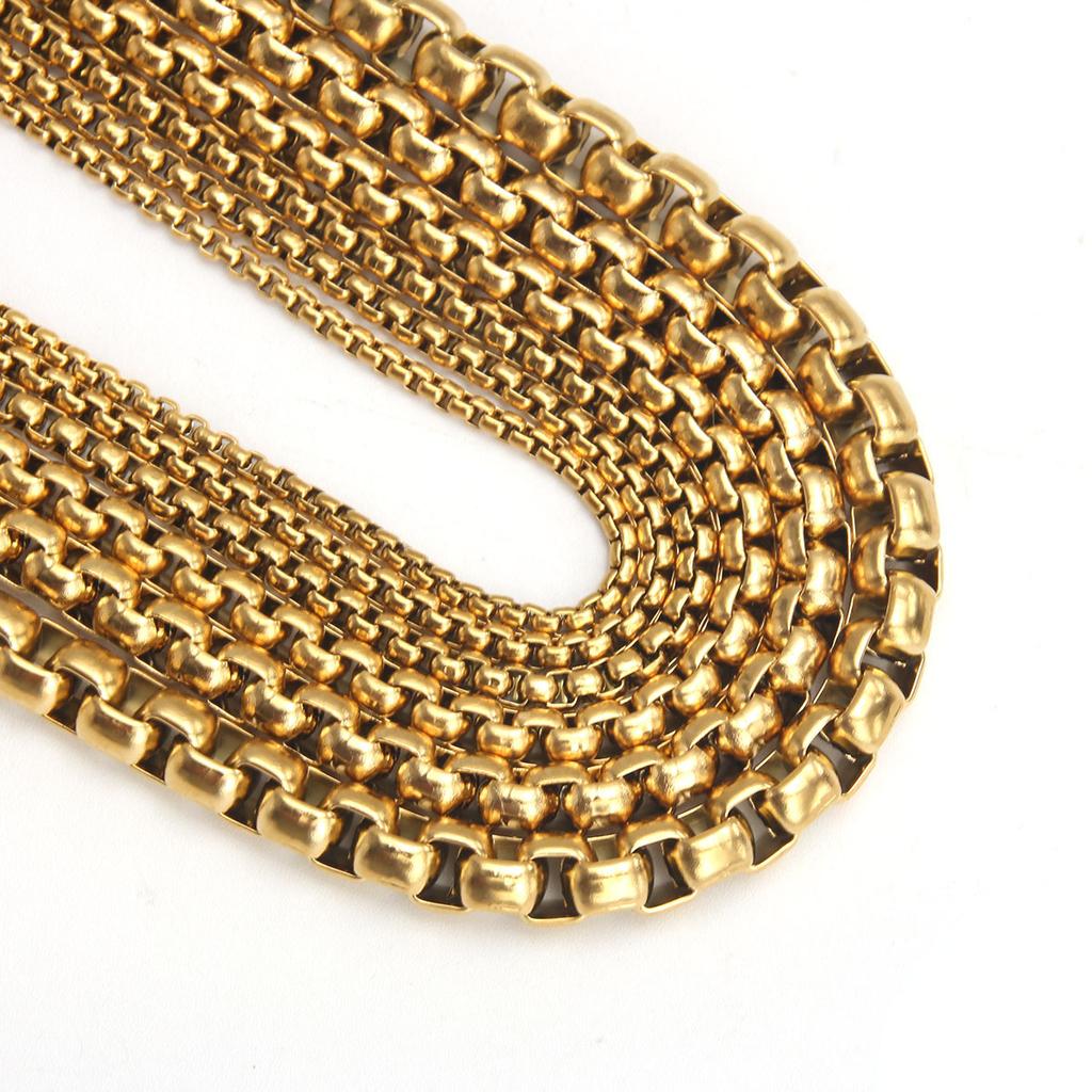 316L Stainless Steel Round Box Link Chain Necklace For Men Barrel Chain Toscano Punk Style Jewelry Accessories