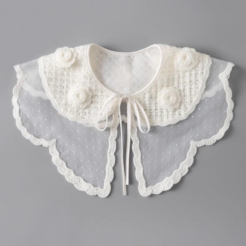 Perfect Match Pink Women Scarf Shawl Detachable Collar Tie Necklace Embroidery Lapel Fake False Collar Woman Lace Tie Neckwear Nep Kraagie