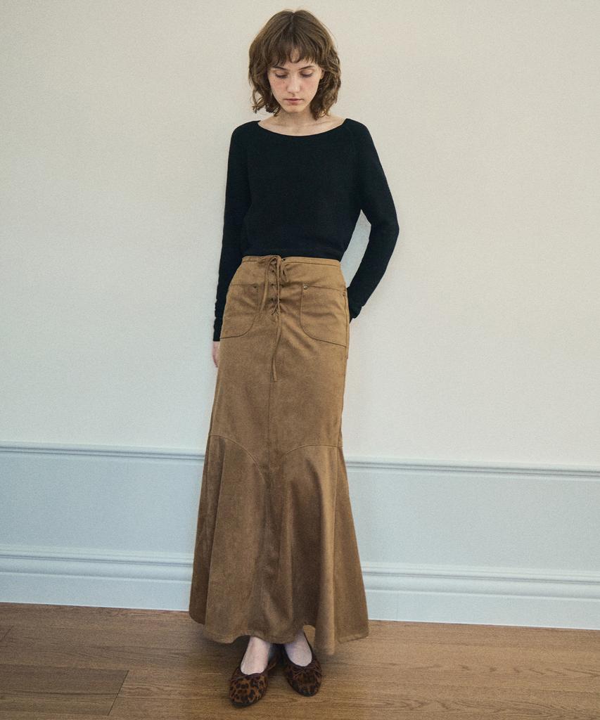Aueonoseuteljia Eyelet Suede Mermaid Long Skirt_Taupe Beige(Oc25-Sk02)