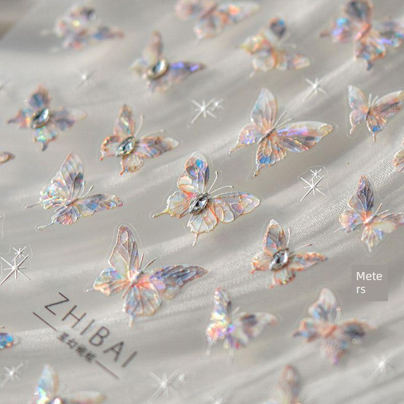 

Self-Contained Cat Eye Light Hand-Painted Butterfly Nail Stickers Paper Net Red Best Selling Blue Flashing Butterfly Nail Decals Decorations 3637-Star Fantasy Butterfly (Crystal Diamond)