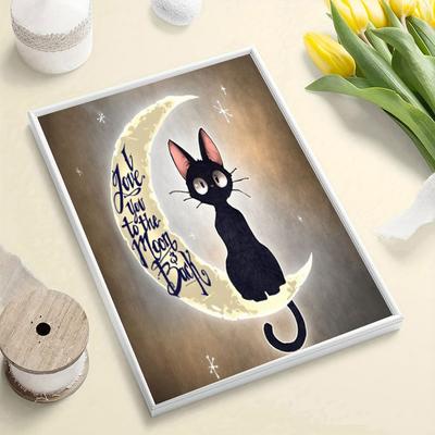 DIY Diamond Painting Cat On The Moon Cross Stitch Kit Mosaic Art Diamond Painting Full Circle/Square Diamond Home Decoration
