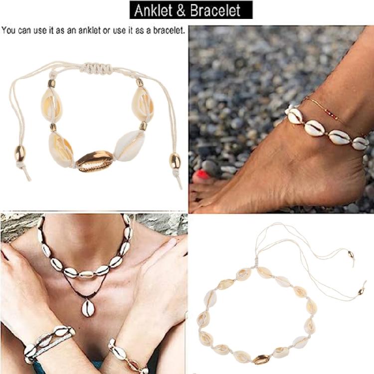 Bracelets de Coquillages Chevillettes Perles de Coquillages Naturels Collier Bijoux pour Hommes