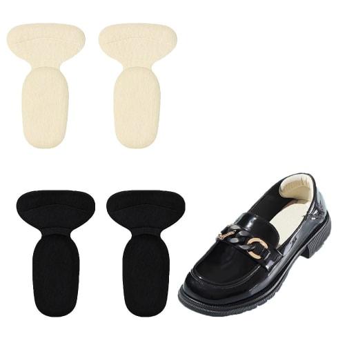 Set of 4 Heel Pads (2 Each In Black and Off-White) - Croppable, Shockproof, Prevents Heels from Slipping, Anti-Blister Tape, Heel Cushioning, Prevents