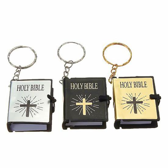 1Pc Mini Portable English Holy Bible Pendant Keychain Key Ring Holder Bag Decor
