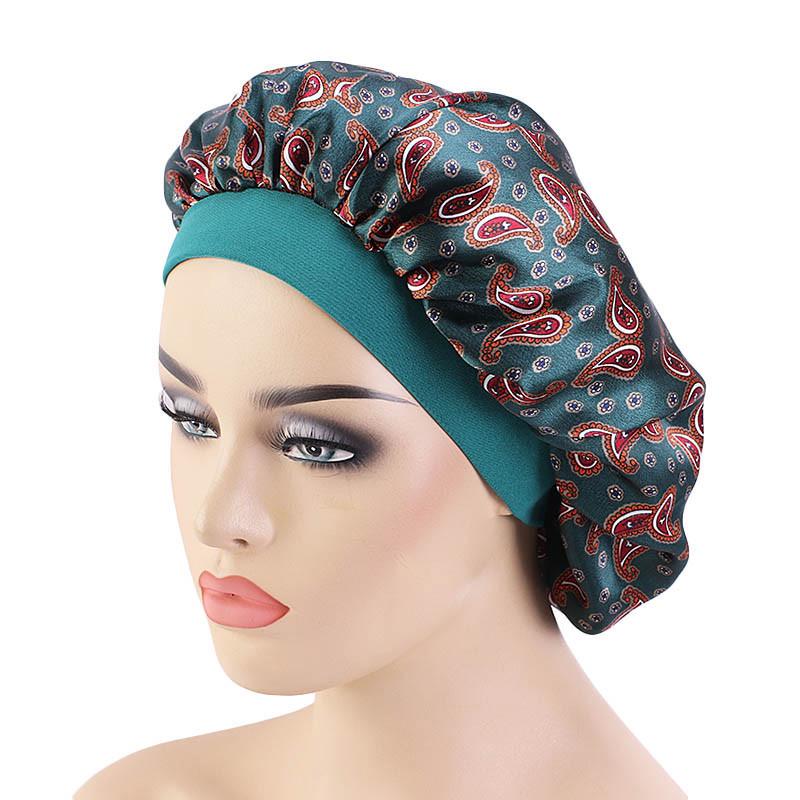 New Amoeba Satin Round Cap Elastic Wide Brim Night Cap Shower Cap Beauty Salon Cap