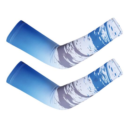 

1 пара летних рукавов из ледяного шелка, защита от УФ-солнца, дышащие, противоскользящие, эластичные, для мужчин и женщин, для езды на велосипеде, рыбалки, длинный охлаждающий чехол для рук One Size B синий