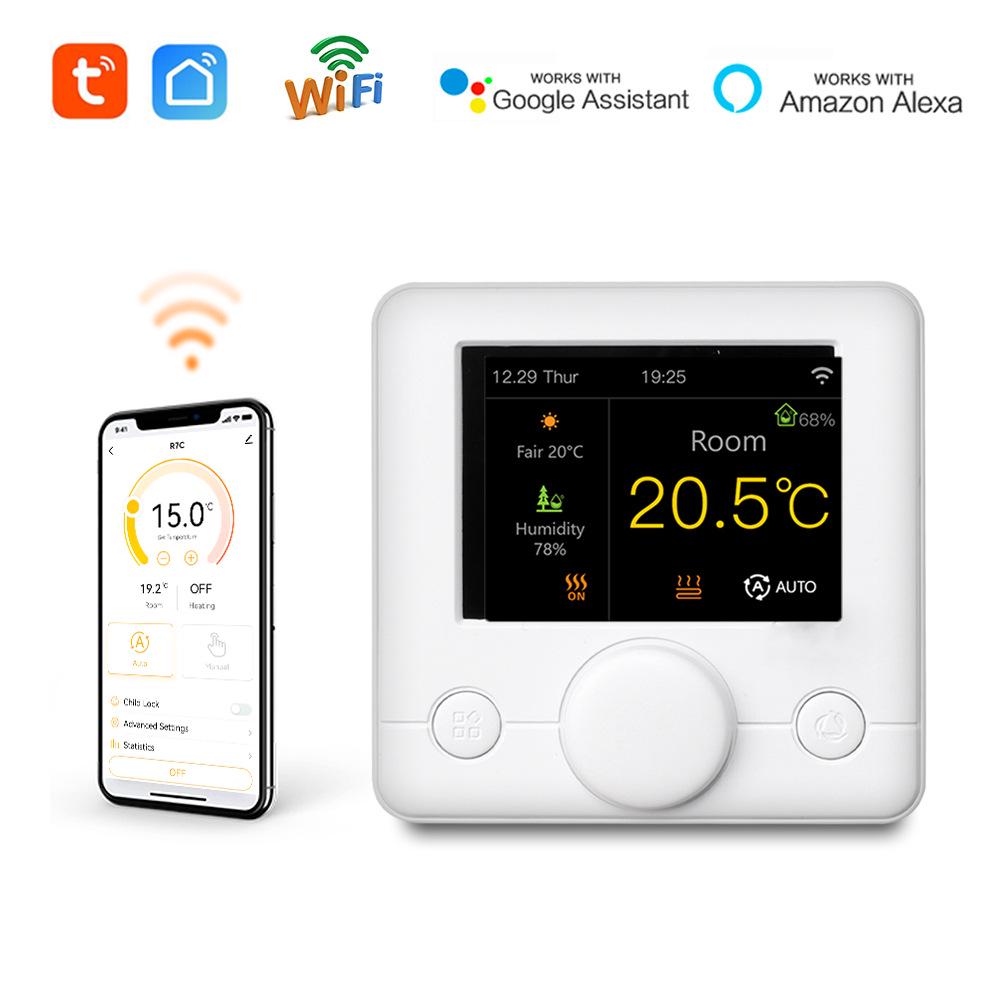 Smart WiFi Thermostat for Electric, Water, and Gas Heating with Color Screen and Mobile TUYA Control R7C