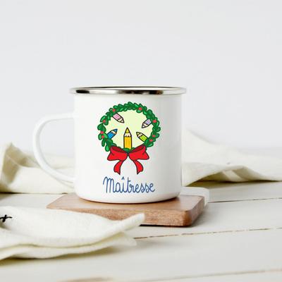 Thank You Mistress Enamelled Mug Gift Idea for Coffee Lover Original Teacher Gift Flowers Pattern The Perfect Teacher's Day Gift