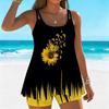 Women's Swimwear Tankini 2 Piece Swimsuit  Silhouette Flowers Pattern Vacation Bathing Suits